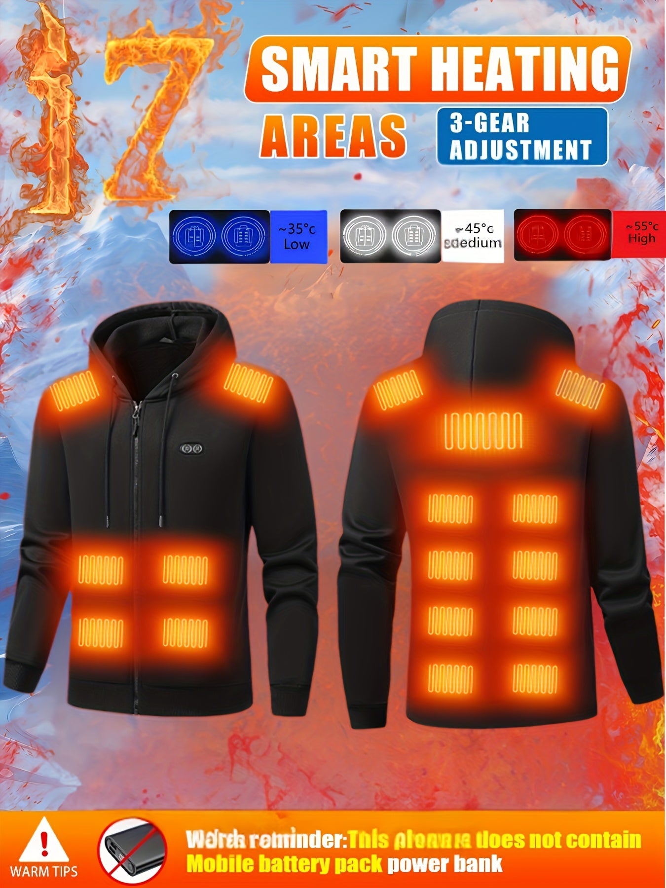 Smart Heated Hoodie – Unisex USB Charging Winter Jacket