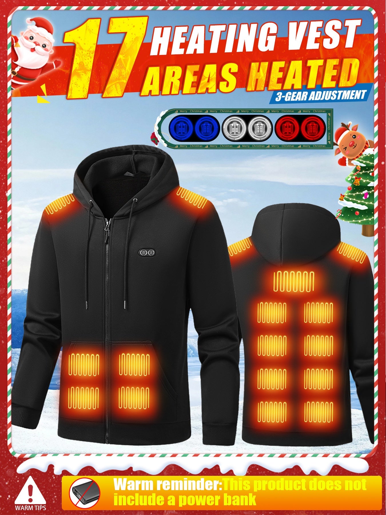 Smart Heated Hoodie – Unisex USB Charging Winter Jacket